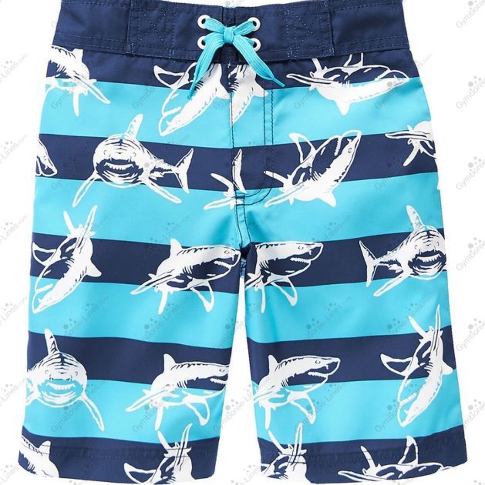 NEW / BNWOT Gymboree Boys Shark Stripe Board Shorts UPF 50+ Size 10